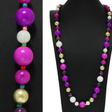 98139, SEMI PRECIOUS BALL BEADED LONG NECKLACE