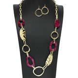 98144, GLITTER GEOMETRIC ACRYLIC LONG NECKLACE