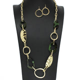 98144, GLITTER GEOMETRIC ACRYLIC LONG NECKLACE