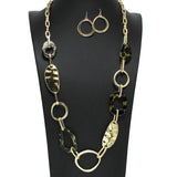 98144, GLITTER GEOMETRIC ACRYLIC LONG NECKLACE