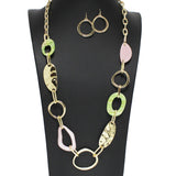 98144, GLITTER GEOMETRIC ACRYLIC LONG NECKLACE