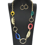 98144, GLITTER GEOMETRIC ACRYLIC LONG NECKLACE