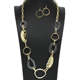 98144, GLITTER GEOMETRIC ACRYLIC LONG NECKLACE