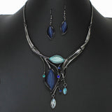 98152, LEAF CELLULOID ACETATE WITH RHINESTONE NECKLACE