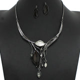 98152, LEAF CELLULOID ACETATE WITH RHINESTONE NECKLACE