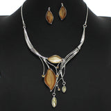 98152, LEAF CELLULOID ACETATE WITH RHINESTONE NECKLACE