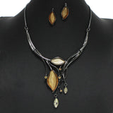 98152, LEAF CELLULOID ACETATE WITH RHINESTONE NECKLACE