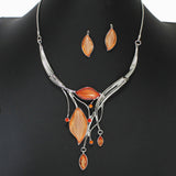 98152, LEAF CELLULOID ACETATE WITH RHINESTONE NECKLACE