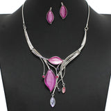 98152, LEAF CELLULOID ACETATE WITH RHINESTONE NECKLACE