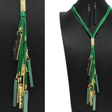 98154, RECTANGLE CELLULOID ACETATE TASSEL LONG NECKLACE