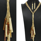 98154, RECTANGLE CELLULOID ACETATE TASSEL LONG NECKLACE