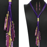98154, RECTANGLE CELLULOID ACETATE TASSEL LONG NECKLACE