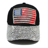 98155, AMERICAN FLAG BLING RHINESTONE BASEBALL CAP