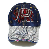 98156, ELEPHANT BLING RHINESTONE BASEBALL CAP