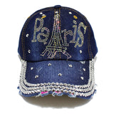 98157, "PARIS" BLING RHINESTONE BASEBALL CAP