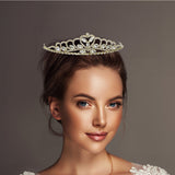 98171, MARQUISE CRYSTAL RHINESTONE CROWN TIARA WITH HAIR COMB