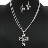 98178, CROSS CUTOUT FILIGREE PENDANT NECKLACE