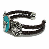98182, WESTERN STEER HEAD CONCHO WITH FAUX LEATHER CUFF BRACELET