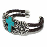 98184, WESTERN CROSS CONCHO WITH FAUX LEATHER CUFF BRACELET