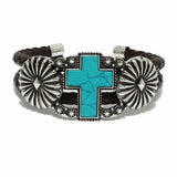 98184, WESTERN CROSS CONCHO WITH FAUX LEATHER CUFF BRACELET