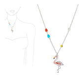 98194, FLAMINGO ABSTRACT GLASS PENDANT NECKLACE
