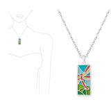 98195, DRAGONFLY RECTANGLE ABSTRACT GLASS PENDANT NECKLACE