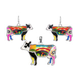 98199, COW FARM ANIMAL ENAMEL PENDANT SET