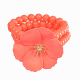 98206, MATTE FINISH FLOWER BEADED STRETCH BRACELET