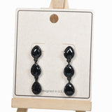98207, TRIPLE TEARDROP RHINESTONE DANGLE EARRING