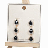 98207, TRIPLE TEARDROP RHINESTONE DANGLE EARRING