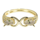 98212, PANTHER STAINLESS STEEL CUBIC ZIRCONIA BANGLE BRACELET