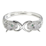 98212, PANTHER STAINLESS STEEL CUBIC ZIRCONIA BANGLE BRACELET