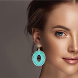98219, OVAL RAFFIA WRAPPED EARRING