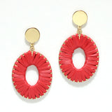 98219, OVAL RAFFIA WRAPPED EARRING
