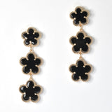 98224, TRIPLE FLOWER DROP DANGLE EARRING