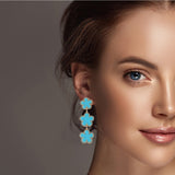 98224, TRIPLE FLOWER DROP DANGLE EARRING