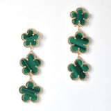 98224, TRIPLE FLOWER DROP DANGLE EARRING