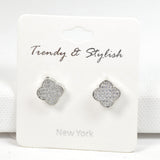 98225, CLOVER PAVE RHINESTONE STUD EARRING