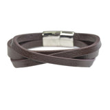 98233, LEATHER STAINLESS STEEL MAGNETIC CLOSURE BRACELET