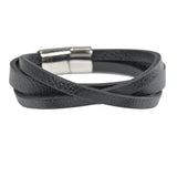 98233, LEATHER STAINLESS STEEL MAGNETIC CLOSURE BRACELET