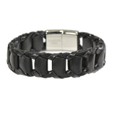98234, LEATHER STAINLESS STEEL MAGNETIC CLOSURE BRACELET