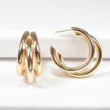 98240, 1.25"L, TRIPLE LINE HOOP EARRING
