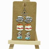98265, COFFEE & BREAKFAST ENAMEL STUD EARRING SET