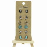 98268, WESTERN COWBOY THEME STUD EARRING SET