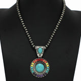 98296, WESTERN BUBBLE GLASS WITH NAVAJO BEADED NECKLACE