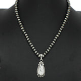 98297, WESTERN TEARDROP TURQUOISE STONE WITH NAVAJO BEADED NECKLACE