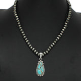 98297, WESTERN TEARDROP TURQUOISE STONE WITH NAVAJO BEADED NECKLACE