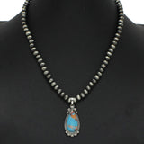 98297, WESTERN TEARDROP TURQUOISE STONE WITH NAVAJO BEADED NECKLACE