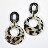 98302, LEOPARD PRINT GEOMETRIC ACRYLIC EARRING