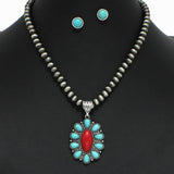 98310, WESTERN CONCHO TURQUOISE WITH NAVAJO BEADED NECKLACE